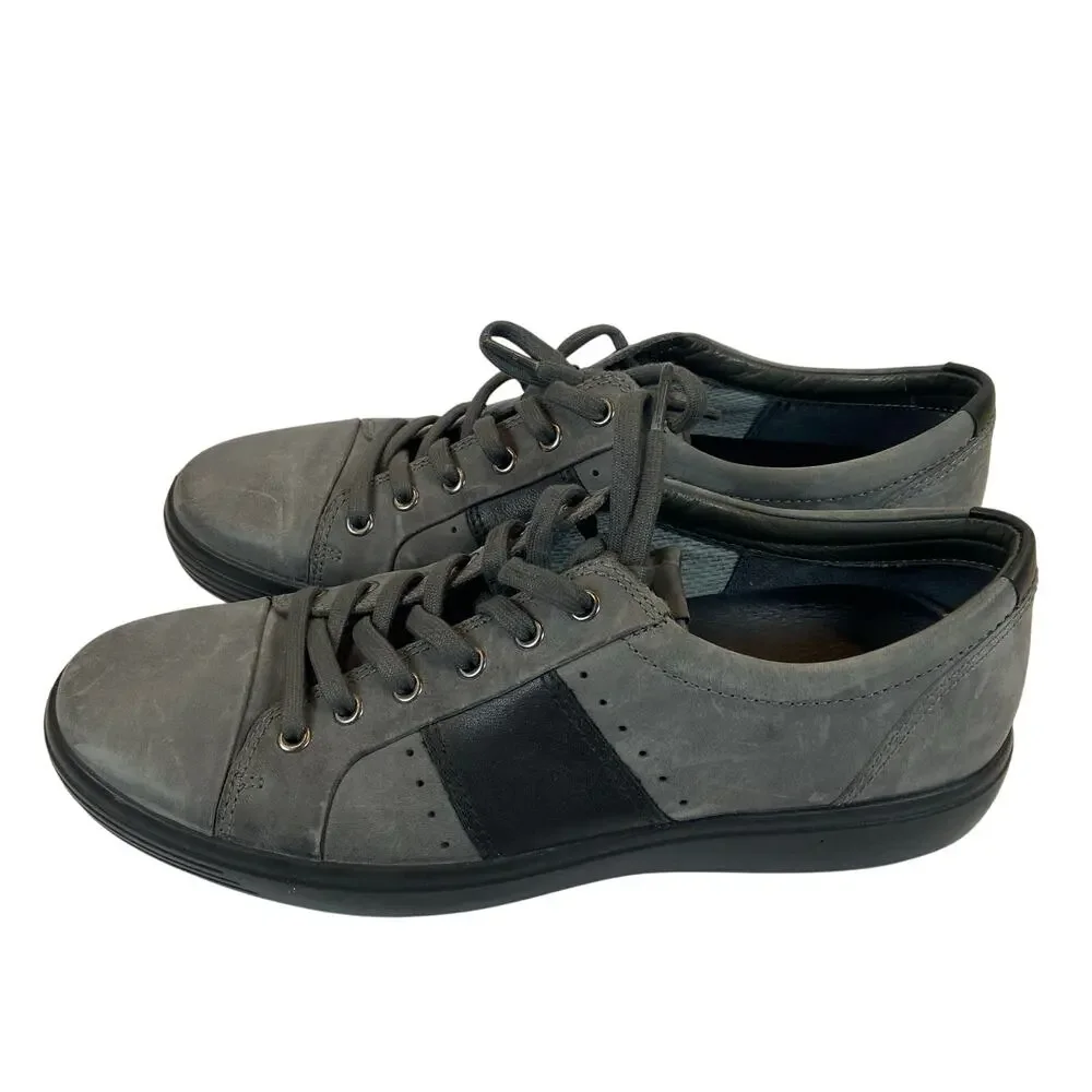 Ecco Men's Gray Casual Lace Up Sneakers Low Top Leather Size 9